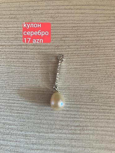 dollar klonu: Gümüş kulon – 17 AZN - Material: gümüş (sıra ilə kiçik daşlarla — 1