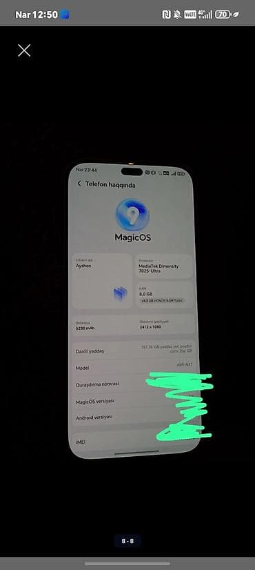 Məişət texnikası: Honor 400 Lite, 256 GB, rəng - Gümüşü, Barmaq izi — 6