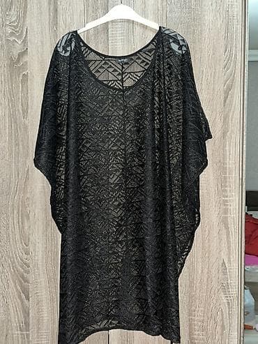 Плащи: Qara krujeva plaş/kimono tipli üst geyim - Model: boş kəsimli, yarasa — 1