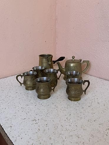 cay desti: Çay dəsti, rəng - Qızılı, Metal, 6 nəfərlik — 7