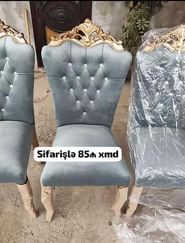 velosiped sekilleri: Mətbəx və qonaq otağı üçün klassik dizaynlı yumşaq stullar - Yüksək — 9