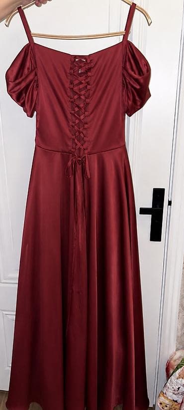 don: Şərab rəngində atlas maxi don 40 ölçü - Material: parlaq, axıcı — 2