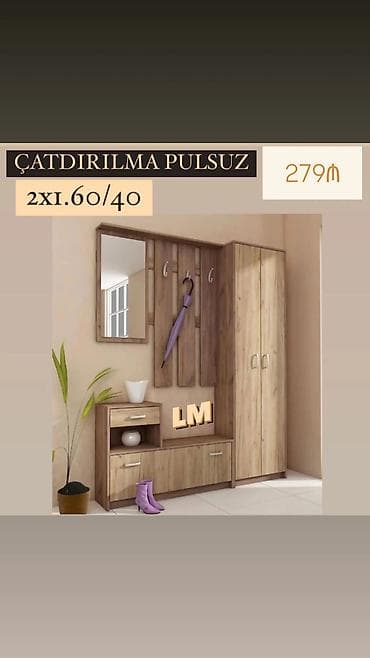 ustolar: Dəhliz üçün çoxfunksiyalı mebel dəsti - Komplekt: asılqan panelləri — 1
