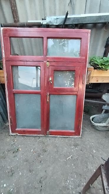 Ev və bağ: Taxta qapı və pəncərə dəsti - Material: tam ağac (qırmızıtəhər lakla — 2