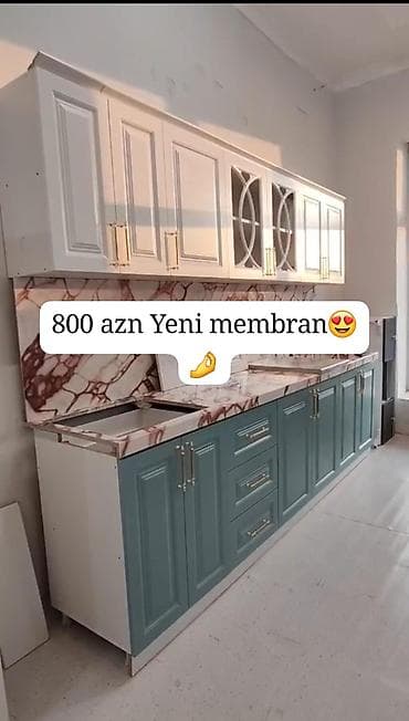 *799₼ vitrin MƏTBƏX mebeli yeni membran*‼️ ÖLÇÜ:-3 ÜZƏRİNDƏ mərmər — 1