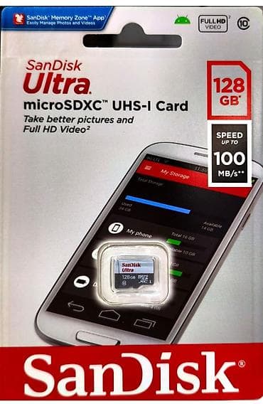 yaddas kart: SanDisk Ultra microSDXC UHS-I yaddaş - Tutum variantları: 64 GB, 128 — 1