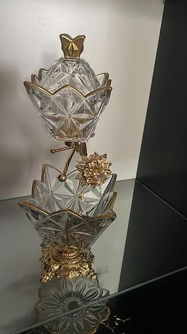 aksesuar qabi: İki mərtəbəli dekorativ meyvə/şirniyyat qabı dəsti - Material: qalın — 1