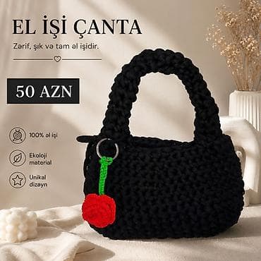 ev damaşniki: Zərif əl işi çanta - Material: qalın toxuma ipindən əl ilə hörülüb - — 8