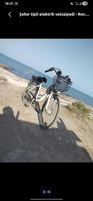 Şəhər tipli elektrik velosipedi - Rəng: ağ - Şaquli enişli — 1