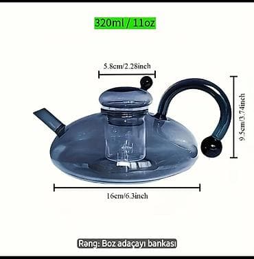 şuşə caynik: Yeni, rəng - Boz, Dəm caydanı, Şüşə, 0,3 bucket volume l — 3