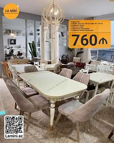 metbext: Mətbəx üçün, Açılan, Dördbucaq masa, 6 stul — 1