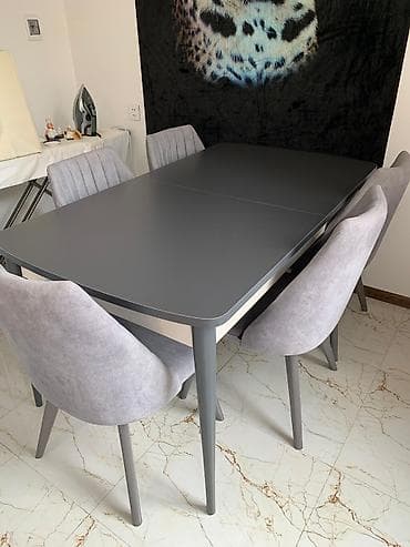 stul stol: Qonaq otağı üçün, İşlənmiş, Kvadrat masa, 4 stul — 1