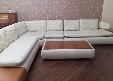 reception masa: Künc divan dəsti və uyğun orta masası - Dizayn: L formalı, geniş — 1