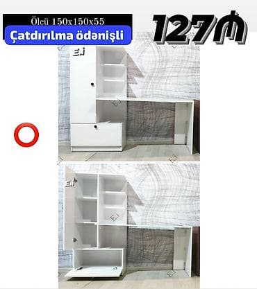 Məhsul: Komodlu iş/oxu masası Ölçü: 150 x 150 x 55 sm Qiymət: 127 — 1