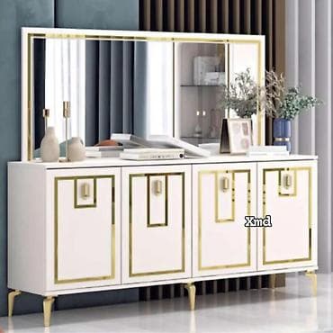 divar refleri: Modern konsol güzgü ilə - Dizayn: Zərif, minimalist xətlər; ön — 1