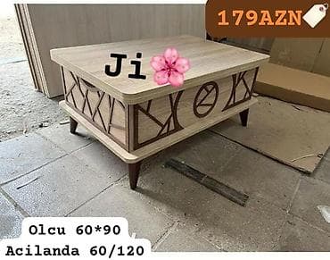 мебель на заказ в баку: Прямой стол, Раскладной, Без колесиков, Ламинат текстурный, С гарантией, Бесплатная доставка, Бесплатная установка — 1