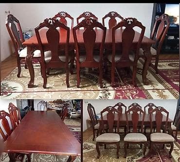 modern stol stul: Qonaq otağı üçün, İşlənmiş, Kvadrat masa, 8 stul — 1