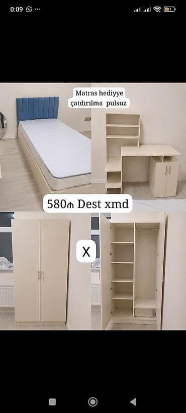 Uşaq/yeniyetmə otağı üçün mebel dəsti Dəst tərkibi: - Tək nəfərlik — 1