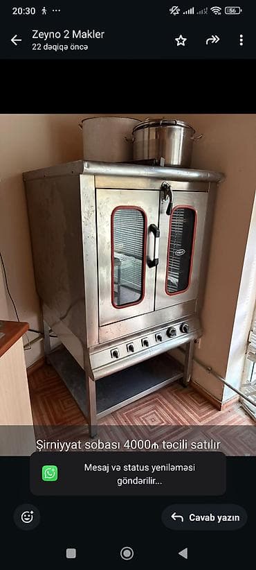 Şirniyyat sobası 4000₼ təcili satılır 10.000 alnıb Unvan Hezi Aslanov — 1