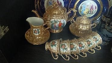 çay termosu: Çay dəsti, rəng - Qızılı, Farfor, 6 nəfərlik — 1