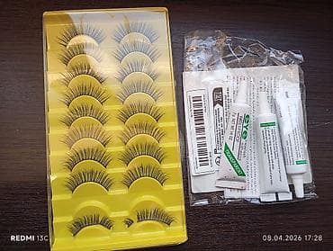 Süni kiprik dəsti +3 şəffaf yapışdırıcı. 8 kiprik. istifadə eleye