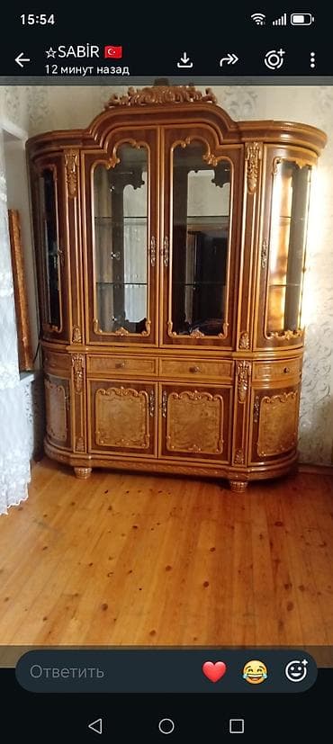 ucuz vitrin: Klassik üslubda qonaq otağı üçün mebel dəsti - Material: təbii ağac — 2