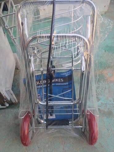 alışveriş arabaları: TEZE üc təkərli metal alış-veriş arabası - Material: parlaq xrom — 4