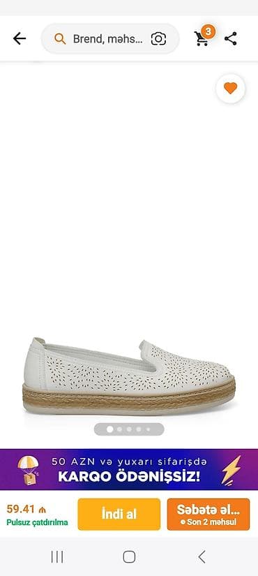 bagi şalvar: Ağ rəngli qadın loafer ayaqqabısı - Üst hissə: deşikli naxışlı süni — 1