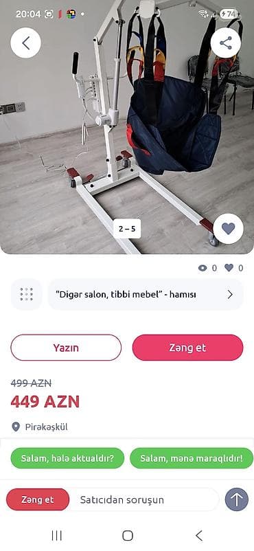 sling: Tibbi qaldırıcı qurğu (elektrikli pasiyent lifti) - Məqsəd: xəstə və — 2