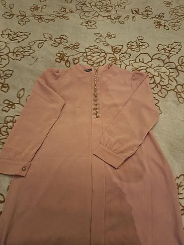 xonca bezemek: Tünd pudra rəngində uzun tunika/plaş-stil paltar. - Brend: Moda Nisa — 1