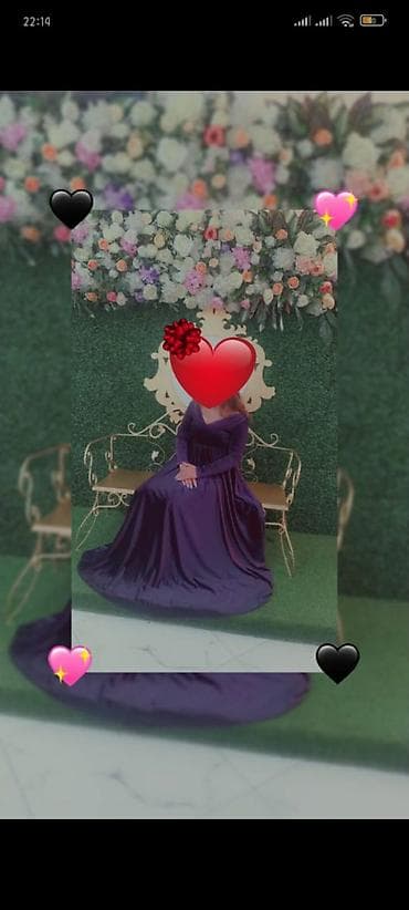 Bənövşəyi rəngdə uzun gecə/libas - Parlaq, axıcı fakturalı parça lalafo.az -da Bənövşəyi rəngdə uzun gecə/libas - Parlaq, axıcı fakturalı parça