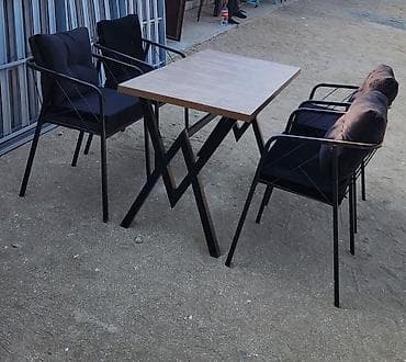 demir stol stul: Dördbucaq masa, 4 stul, Açılmayan, Stullar ilə, Metal — 5