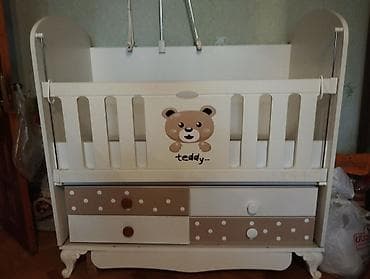 Uşaq beşiyi – “Teddy” dizaynı - Rəng: ağ və bej tonlarda - Yan — 1