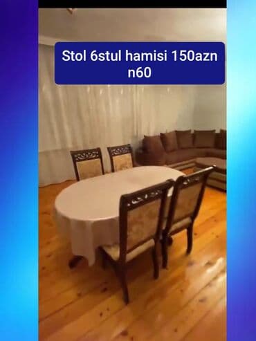 Təmir və tikinti: Qonaq otağı üçün, Açılmayan, Oval masa, 6 stul — 1
