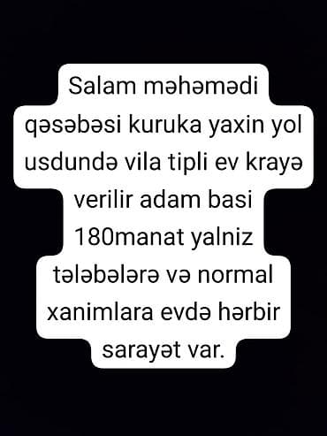 Kirayə: Məhəmmədi qəsəbəsi, Kuruka yaxın, yol üstündə villa tipli ev — 1