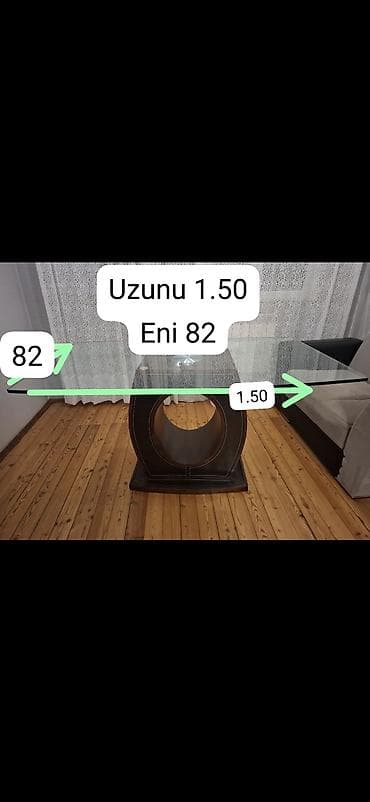 stul stol: Şüşə üstlü yemək/oturma otağı masası - Üst hissə: qalın, şəffaf — 6