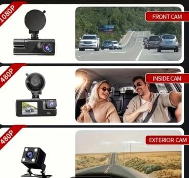 Avtomobil üçün 3 kanallı DVR/Dash Cam Xüsusiyyətlər: - 3 kamera: ön