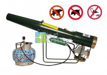 Quşqovan qaz balonu ilə işləyir və təxminən 120 dB səs çıxarmaqla