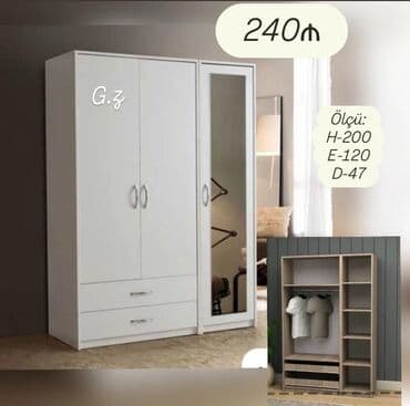 Açılan, 3 qapılı Düz dolab, Qarderob, paltar dolabı