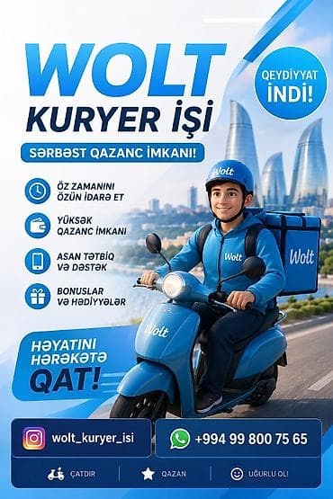 Əməkdaş axtarışı (vakansiyalar): Moto-kuryer tələb olunur, Gündəlik ödəniş, Təcrübəsiz — 1