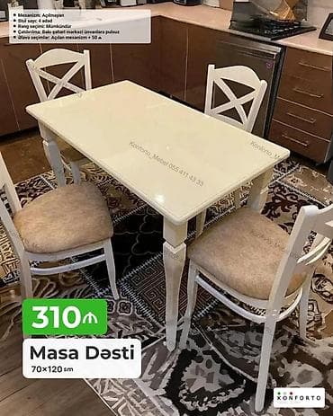 Masa Dəsti – 70×120 sm - Komplekt: 1 masa + 4 ədəd stul - Mexanizm