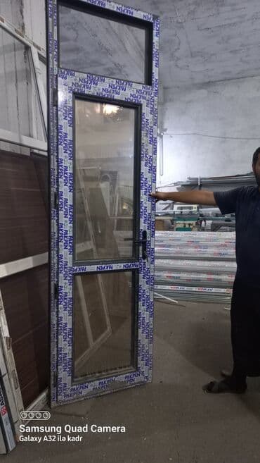 plastik qapi pencere qiymeti: Plastik Grey 72 lik profildən Qapı Pəncərə Zerkalni şüşə ilə — 2