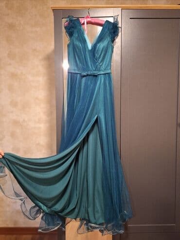 вечерние платья новая коллекция: Zərif ziyafət geyimləri kolleksiyası 1) Mavi-yaşıl tül libas - Uzun — 1