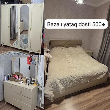 dehliz mebeli: Yataq dəsti satılır 500₼. yaxşı vəziyyətdədir. matrası və bazası — 1