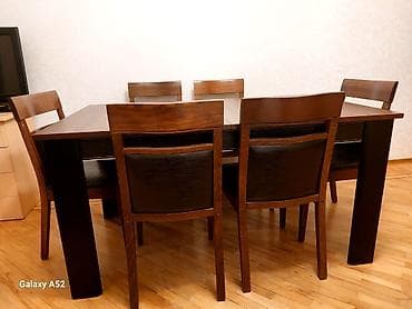 Qonaq otağı üçün, Dördbucaq masa, 6 stul