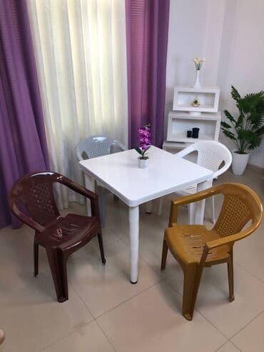 раскладной стол: Yeni, Kvadrat masa, 4 stul, Açılmayan, Stullar ilə, Plastik, Azərbaycan — 1