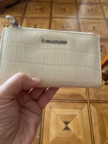 Portmone, pulqabıları: Stradivarius qadın pulqabısı – krem rəng, krokodil teksturalı dizayn — 2