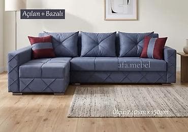 meqa mebel: Açılan və bazalı künc divan - Ölçü: 240 sm x 150 sm (şəkildə — 1