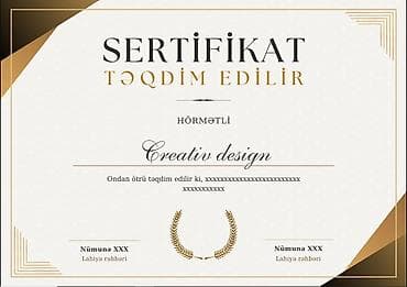 Dekorlar və bəzəklər: Premium sertifikat dizaynı – “Creativ design” nümunəsi Məhsul — 1
