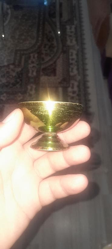 Mis qədəh dəsti və mərkəzi sürahili-badya - Material: mis/latun — 2